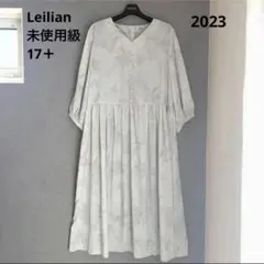 大きいサイズ17+✨未使用級レリアン 2023洗えるボタニカルワンピース グレー