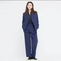 美品✨ユニクロ　セットアップ　イネス　パンツ　洗濯可　リネン　XL〜L