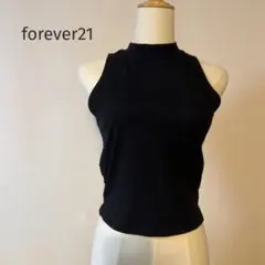 forever21 M クロップド ハイネック タンクトップ ブラックのサムネイル