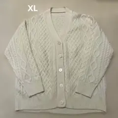 新品未使用　無印良品　アイボリー ケーブルニット カーディガン　ウール100%