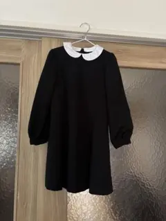 卒園入学 ワンピース フォーマル 女の子 シンプル 黒丸襟 120