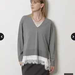 新品 キャミ付き Vニット グレーのサムネイル