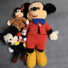 レトロ　ディズニー　ミッキー　ミニー　ぬいぐるみ　4体　Disney