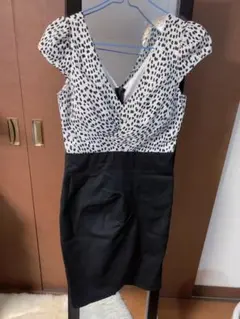 【最終値下げ】千鳥柄　膝丈　ドレスワンピ