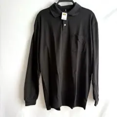 新品　WORKMAN ワークマン　長袖　ポロシャツ　黒　ブラック　無地　LL