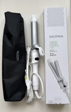 サロニアSL-008SW 32mmセラミックカーリングヘアアイロン ホワイト白