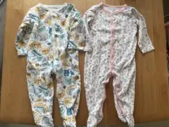 男女双子足つきロンパース2枚セット　12M