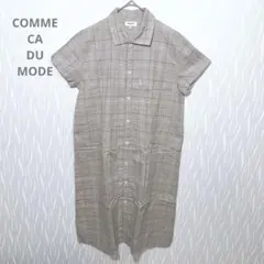 COMME CA DU MODE 麻混 シャツワンピース M チェック 日本製のサムネイル