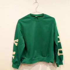 女の子 キッズ 子供 長袖 トレーナー グリーン スウェット 140 男の子