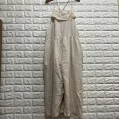 新品♪サマンサモスモス スカラップレースキャミサロペット リネンブレンド 綿麻