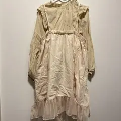 120 長袖 ワンピース　セットアップ　アイボリー　黄　チェック　ブラウス