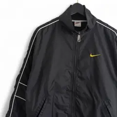 90s ヴィンテージ NIKE 刺繍ロゴ ナイロンジャケット 黒 Mサイズ X5