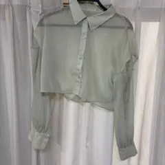 INGNI ショート丈 シアーシャツ ライトグリーン