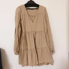 ZARA Vネック ティアードワンピース チュニック長袖