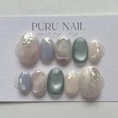 328【現品】◾️ニュアンス×シルキーマグネット️×パープル×ブルー◾️ネイルチップ