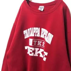 ジャージーズ TKEテケ ロゴ スウェットトレーナー レッド 赤 L 古着