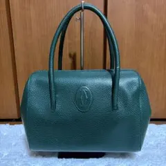 希少色 カルティエ マストライン ハンドバッグ トップハンドル レザー グリーン