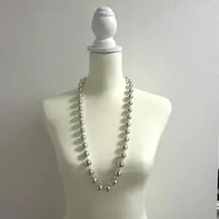 シルバーカラー ボールネックレス ロング 約80cm