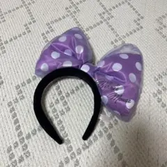 ミニーマウス 紫色リボンカチューシャ