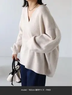 新品未使用タグ付★ap retroディープVネックオーバーサイズニット