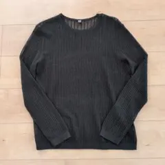 レディース　UNIQLO　ダークグレー ニット クルーネック 長袖　L