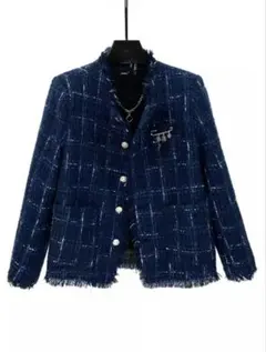 【ALUDE SELECT】 blue check tweed jacket