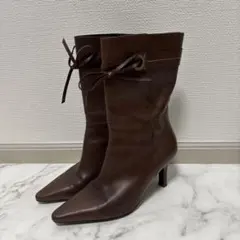 Salvatore Ferragamo ガンチーニ レザーブーツ ブラウンのサムネイル