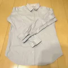 UNIQLO 水色 ストライプ 長袖シャツ M