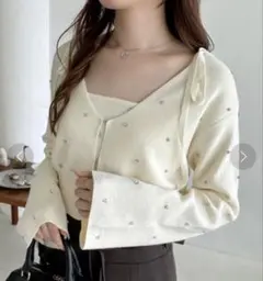 ☆NICE CLAUP ビジューニットカーディガン