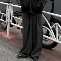 WYM BREEZE TWEED DEEP TUCK BAGGY SLACKS