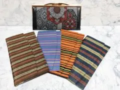 最終値引き☆民芸つむぎ織　懐紙入れ 長財布 お札入れ がま口 セット おまけ付き