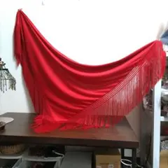フラメンコ用 マントンシージョ 赤 フリンジのサムネイル