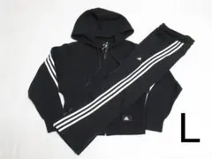 L 黒 ブラック アディダス パーカー パンツ 上下セット