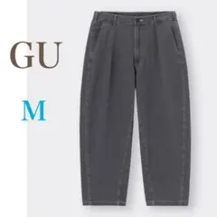 GU メンズ 古着 ライトデニムカーブタックアンクルパンツ ダークグレー M