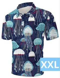 【新品/L(日本サイズXXL)】ボウリングウェア クラゲ柄 ブルー　夏