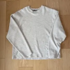 ZARA クルーネック 長袖ニット ライトグレー S