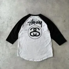 90s stussy ラグランスリーブ 刺繍ロゴ グレー×ブラック　パキスタン製 ステューシー STUSSY 90s Made in USA DEADSTOCK ラグラン