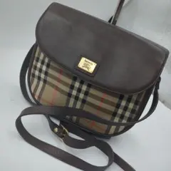 バーバリー ショルダーバッグ ノバチェック シャドーホース ロゴプレート 金具