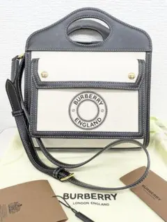 極美品)バーバリー ミニロゴグラッフィック ポケットショルダー 