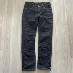 週末価格 美品 フェリシモ スリムフィット 裏ボア デニム ハート刺繍 L