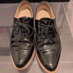 BERCLAY ブラックレザー レースアップシューズ