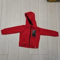 赤 フード付きジッパーアウター