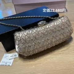 ビーズ刺繍　パーティーバッグ ベージュ