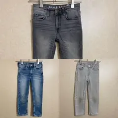 H&M キッズ　デニム　3枚セット　110 116 ブラック　ブルー　グレー