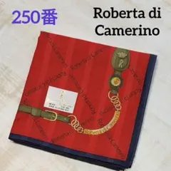 250番　ロベルタディカメリーノ　ハンカチ　未使用　レッド　ベルト柄　送料込みのサムネイル