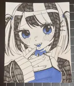 萌え絵 手描きイラスト オリジナル アナログ 原画