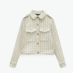 ZARA 千鳥柄 テクスチャーギンガムチェックジャケット S