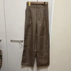 ブラウン チェック柄 スラックス