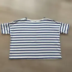 ボートネック 白と青 ストライプ Tシャツ