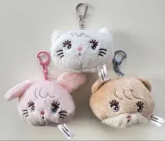 mikko フェイスマスコットキーホルダー ３個セット ムース キャミー ラテ